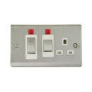 Essentials 23CC45SS1L 45A Double Pole Switched Cooker Control Unit Satin Steel with White Insert & Neon