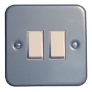 Steeple 55S522 Plate Switch Metal Clad 2 Gang 2 Way 10AX