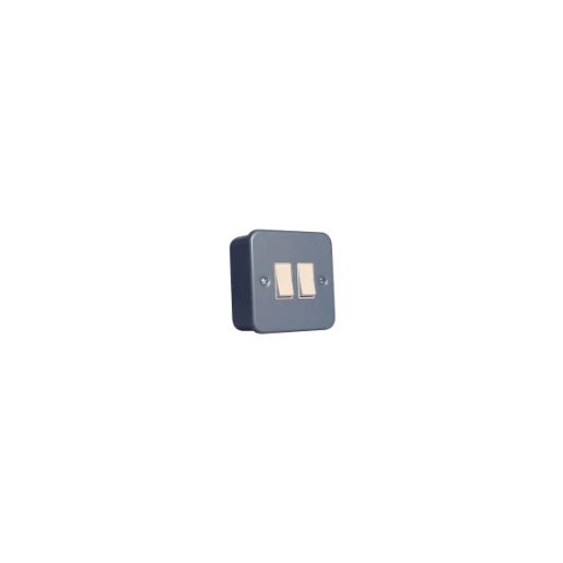 Steeple 55S522 Plate Switch Metal Clad 2 Gang 2 Way 10AX