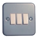 Steeple 55S532 3 Gang 2 Way 10AX Plate Switch Metal Clad