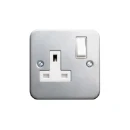 Steeple 55SS131SP 1 Gang 13A Single Pole Switched Single Socket Metal Clad White Insert