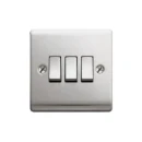 Designa 23S532J 3 Gang 2 Way 10AX Plate Switch Satin Steel