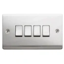 Designa 23S542J Plate Switch 4 Gang 2 Way 10AX - Satin Steel