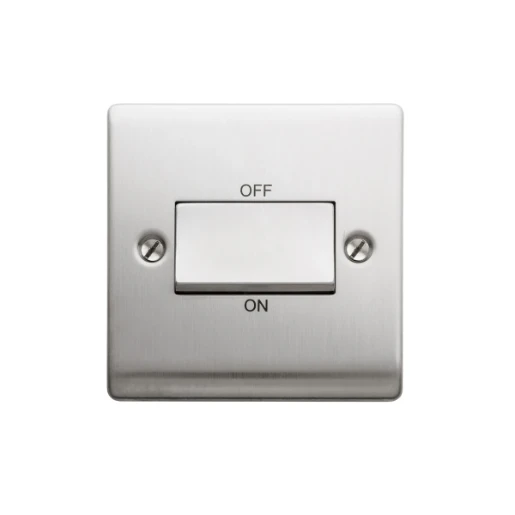 Designa 23S5FSJ 1 Gang Triple Pole Fan Isolator Switch Satin Steel