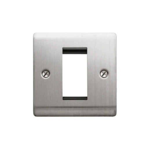 Designa 23FAC1MODB 1 Gang 1 Module Grid Plate Satin Steel Black Insert