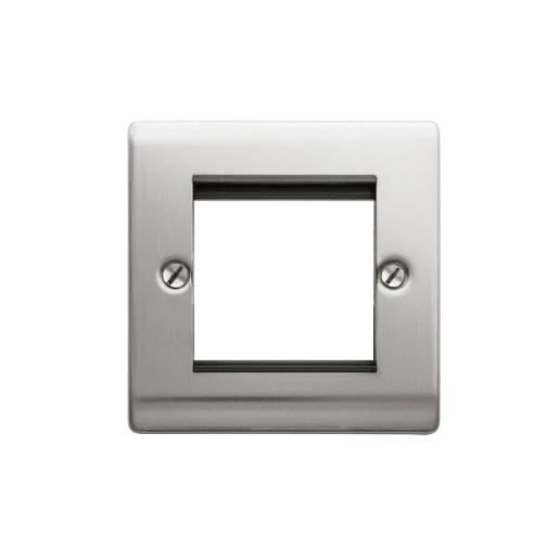Designa 23FAC2MODB 1 Gang 2 Module Grid Plate Satin Steel Black Insert