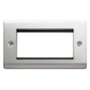 Designa 23FAC4MODB 2 Gang 4 Euro Module Grid Plate Satin Steel Black Insert
