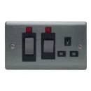 Designa 25CC45SS1L 45A Double Pole Switched Cooker Control Unit Graphite with Black Inserts With Neon