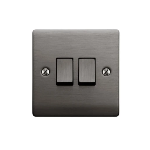 Designa 25S522J 2 Gang 2 Way 10AX Plate Switch Graphite