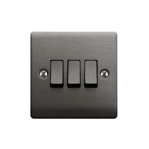 Designa 25S532J 3 Gang 2 Way 10AX Plate Switch Graphite