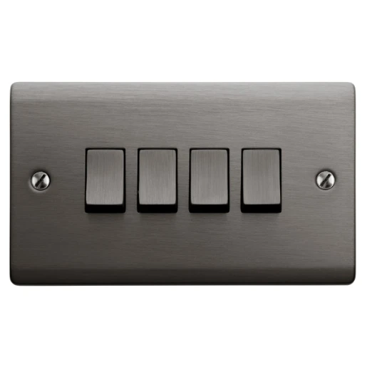 Designa 25S542J 4 Gang 2 Way 10AX Plate Switch Graphite