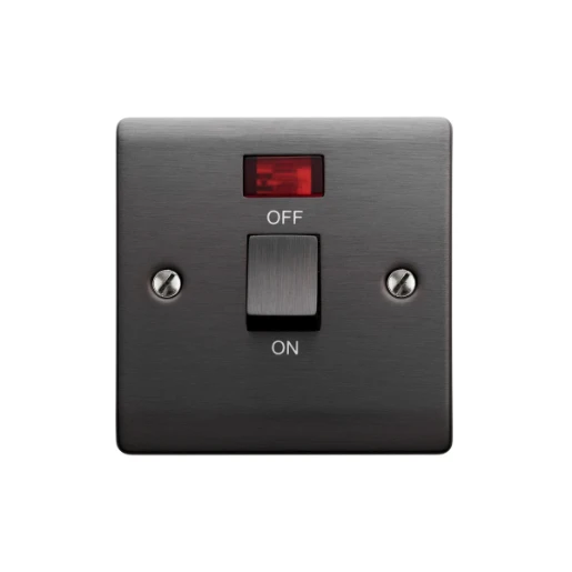 Designa 25S20LJ Switch 20A 1 Gang Double Pole - Graphite with Neon