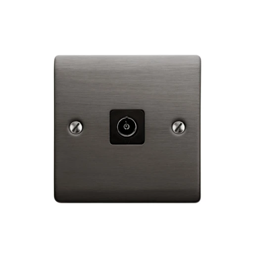 Designa 25TV1 1 Gang Non-Isolated Coaxial TV Socket - Graphite With Black Insert