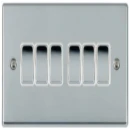 Switch Rocker 6 Gang 2 Way 10A 85X145mm Bri Chr/Bri Chrome White Insert
