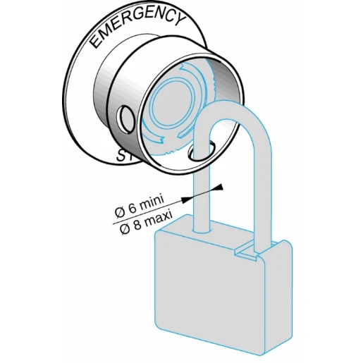 Harmony XB4 Yellow Padlock for 22mm Emergency Stop Pushbutton