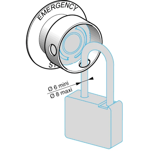 Harmony XB4 Yellow Padlock for 22mm Emergency Stop Pushbutton