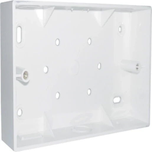 Box 2 Gang Surface Square Corner 32mm White PVC Mixed Entry