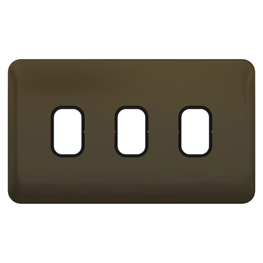 Lisse 2-Gang 3-Module Grid Plate including Mounting Grid Mocha Bronze / Black