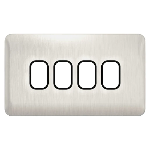 Lisse 2-Gang 4-Module Grid Plate including Mounting Grid Stainless Steel / Black