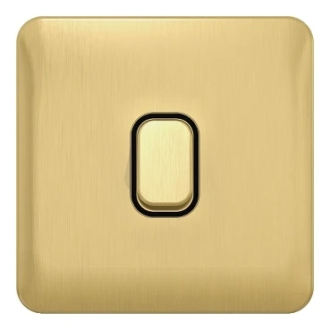 Lisse Plate Switch 1-Gang 2-Way 10AX Satin Brass / Black