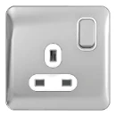Lisse 1-Gang 13A Switched Socket Polished Chrome / White