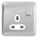 Lisse 1-Gang 13A Switched Socket Polished Chrome / White