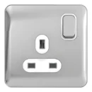Lisse 1-Gang 13A Switched Socket Polished Chrome / White