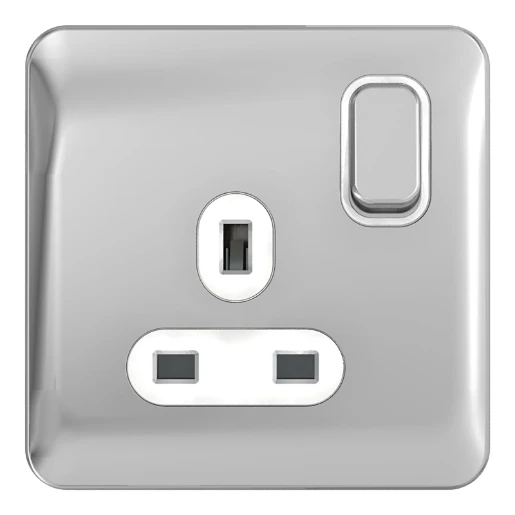 Lisse 1-Gang 13A Switched Socket Polished Chrome / White