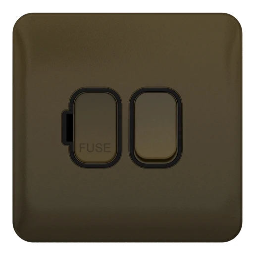 Lisse 1-Gang 2-Pole 13A Switched Fuse Connection Unit Mocha Bronze / Black