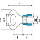 1.5-2.5mm² Blue M3 PVC Insulated Pre-Insulated Ring Terminals (pack=100)