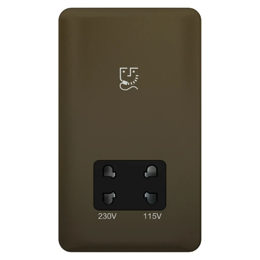 Lisse 2-Gang 115/230V Shaver Socket Mocha Bronze / Black