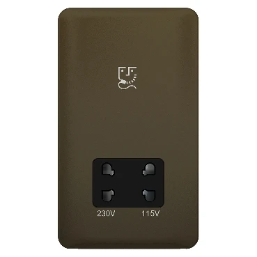 Lisse 2-Gang 115/230V Shaver Socket Mocha Bronze / Black