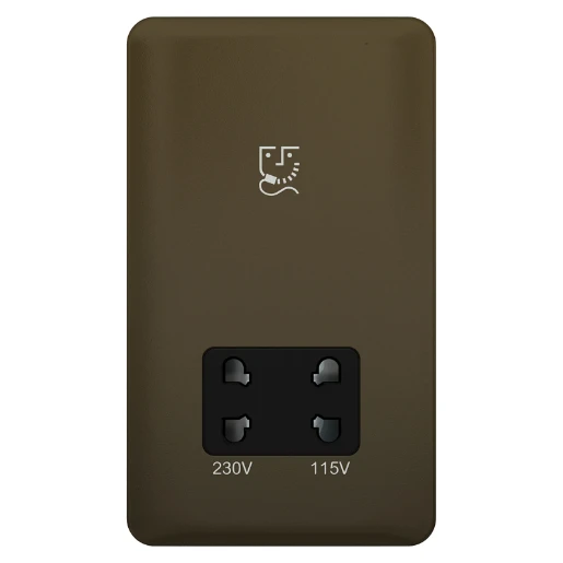 Lisse 2-Gang 115/230V Shaver Socket Mocha Bronze / Black