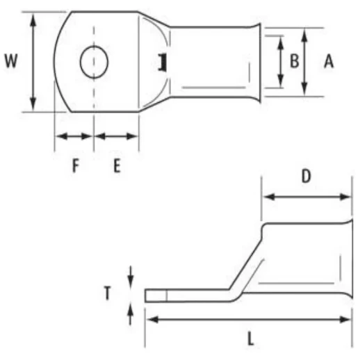 Copper Tube Terminals For Cable Size 120mm² - Stud Size 16mm
