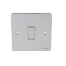 Ultimate Flat Plate Switch 1-Gang 2-Way 16A 230VAC White Insert Polished Chrome