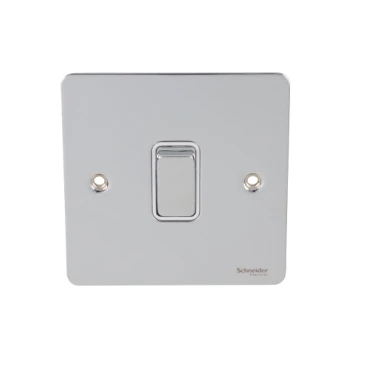 Ultimate Flat Plate Switch 1-Gang 2-Way 16A 230VAC White Insert Polished Chrome