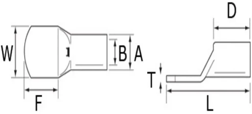 Long Palm Blank Lugs For Cable Size 95mm²