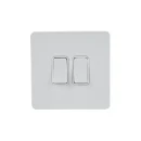 Plate Switch 2 Gang 2Way Single Pole Screwless 16AX Painted White White