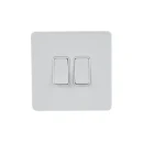 Plate Switch 2 Gang 2Way Single Pole Screwless 16AX Painted White White