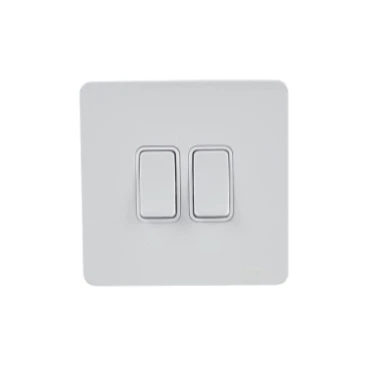 Plate Switch 2 Gang 2Way Single Pole Screwless 16AX Painted White White