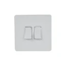 Plate Switch 2 Gang 2Way Single Pole Screwless 16AX Painted White White