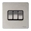 Ultimate Screwless flat plate, rocker plate switch, 3 gangs, stainless