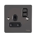 Ultimate Flat plate, switched socket, 1 gang, black nickel