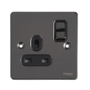 Ultimate Flat plate, switched socket, 1 gang, black nickel