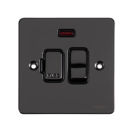 Ultimate Flat plate, switched fused connection, neon, black nickel