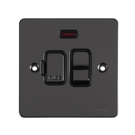 Ultimate Flat plate, switched fused connection, neon, black nickel