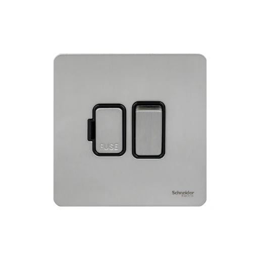 Connection Unit Double Pole Switched Fused Screwless 13A Stainless Steel Black