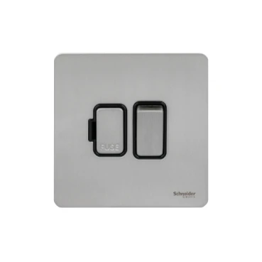 Connection Unit Double Pole Switched Fused Screwless 13A Stainless Steel Black