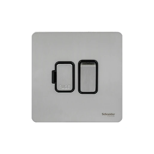 Connection Unit Double Pole Switched Fused Screwless 13A Stainless Steel Black