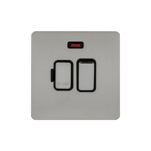 Ultimate Screwless flat plate, switched fused connection, neon, steel